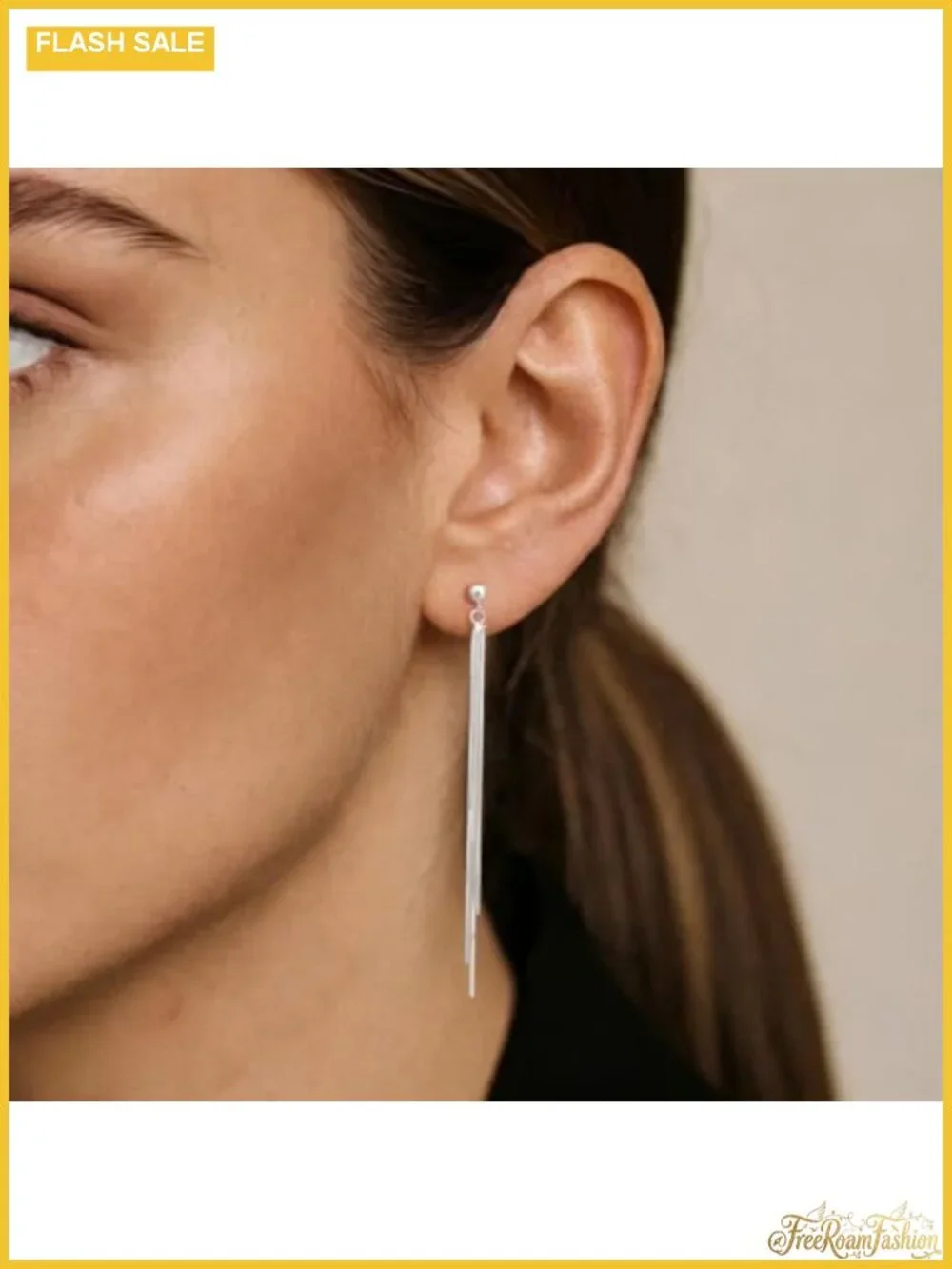 Silver Plated Drop Chain Dangle Earrings Lightweight Tarnish Free